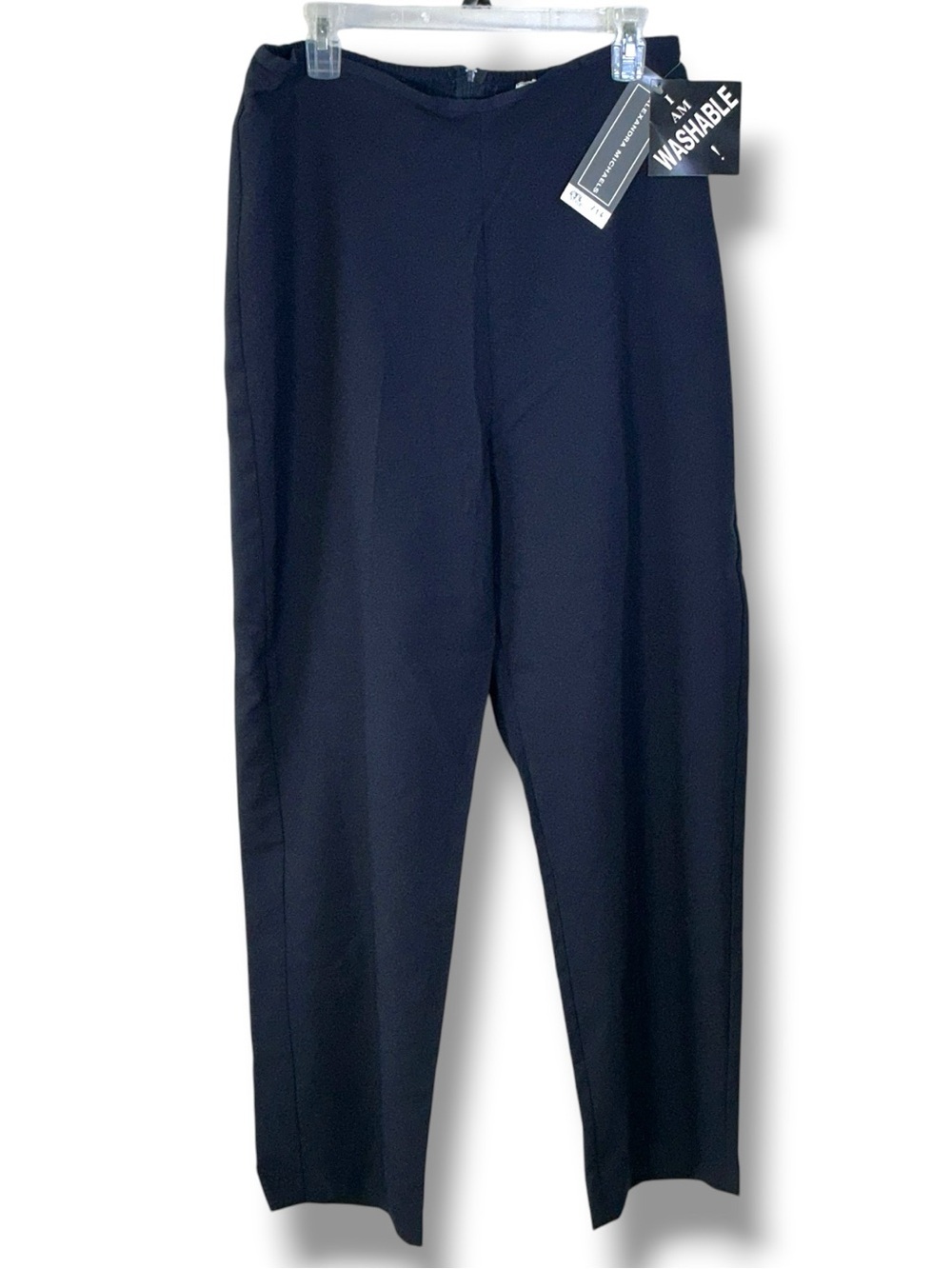 Alexandra Michaels Pant Crepe Trouser Navy Blue 29” Inseam Women 14W